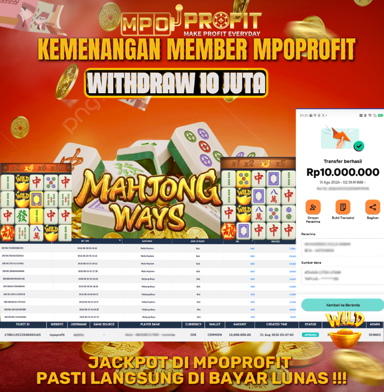 MPOPROFIT JACKPOT PGSOFT! KEMENANGAN MURNI DI (MAHJONG WAYS TOTAL 10.000.000,- LUNAS)
